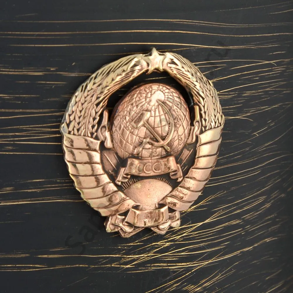 Самовар комбинированный 5 литров формы «Банка с гербом СССР» золотые нити в патине Самовар комбинированный 5 литров формы «Банка с гербом СССР» золотые нити в патине