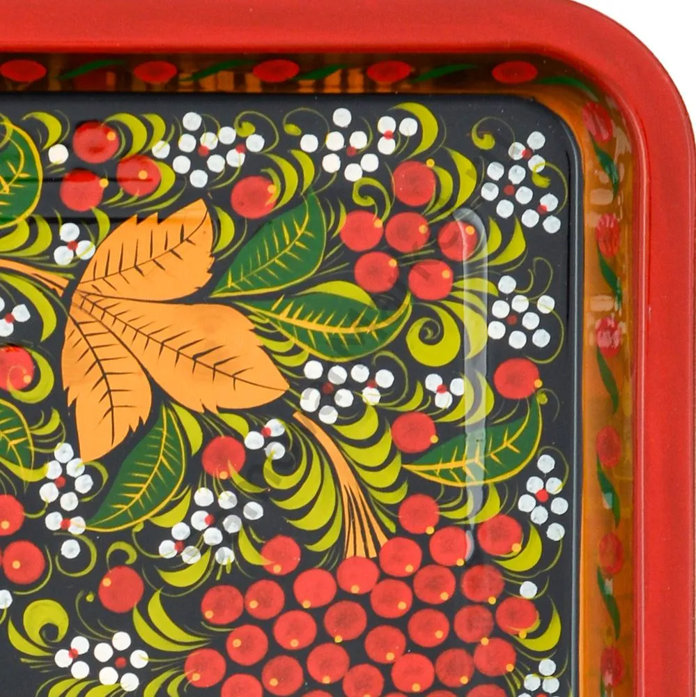 Поднос для самовара прямоугольный с художественной росписью «Рябина в зелени» Поднос для самовара прямоугольный с художественной росписью «Рябина в зелени»