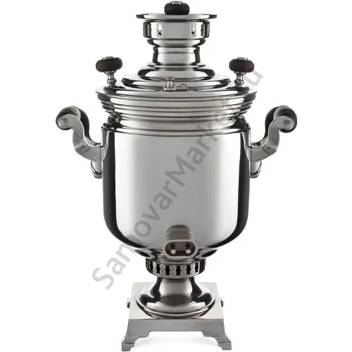 Самовар антикварный комбинированный 4,5 литров формы «Банка»  Баташева с медалями, серебристый