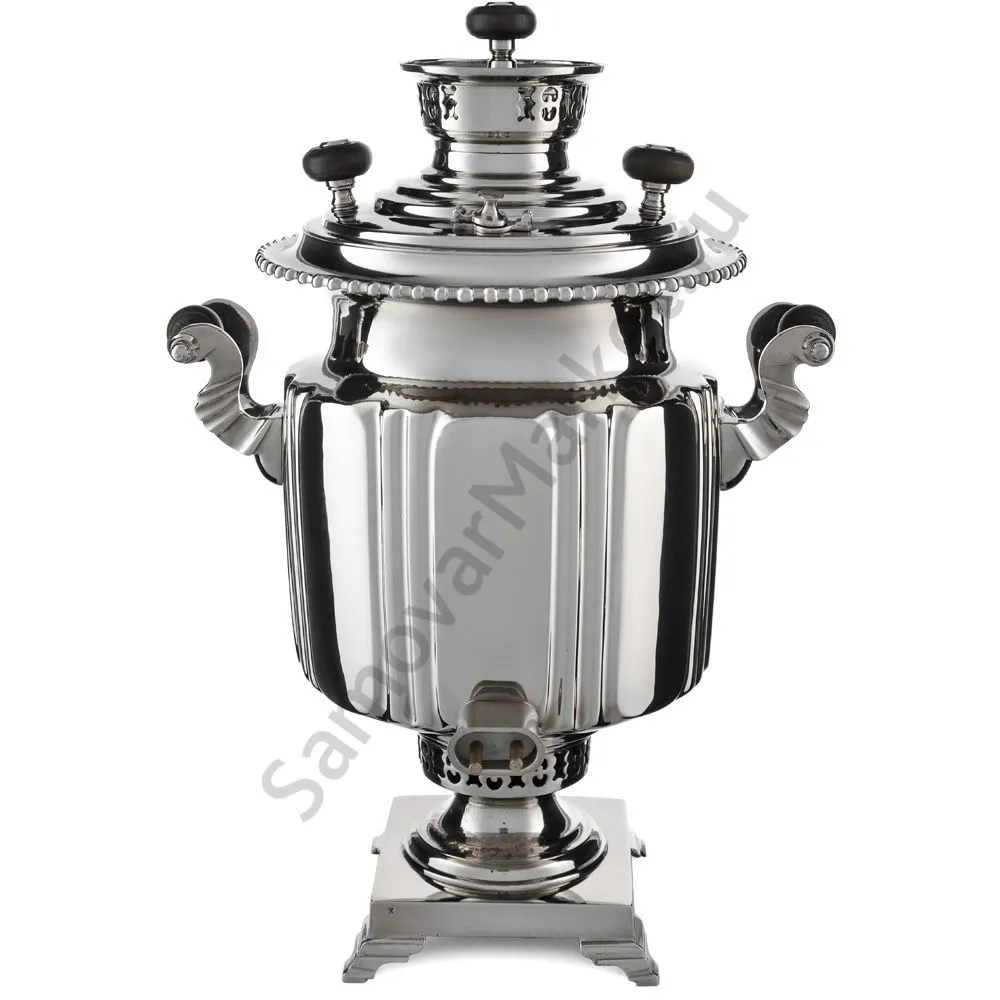 Самовар антикварный комбинированный 5,5 литров формы «Фонарь» Бр. Шемариных, с трубой, серебристый Самовар антикварный комбинированный 5,5 литров формы «Фонарь» Бр. Шемариных, с трубой, серебристый