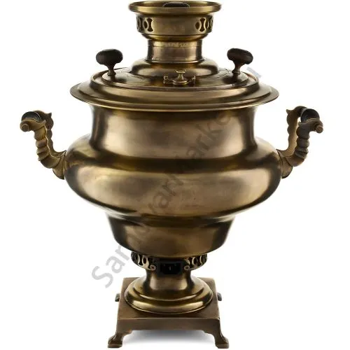 Самовар антикварный электрический 8 литров формы «Репка» Баташева, травление по латуни