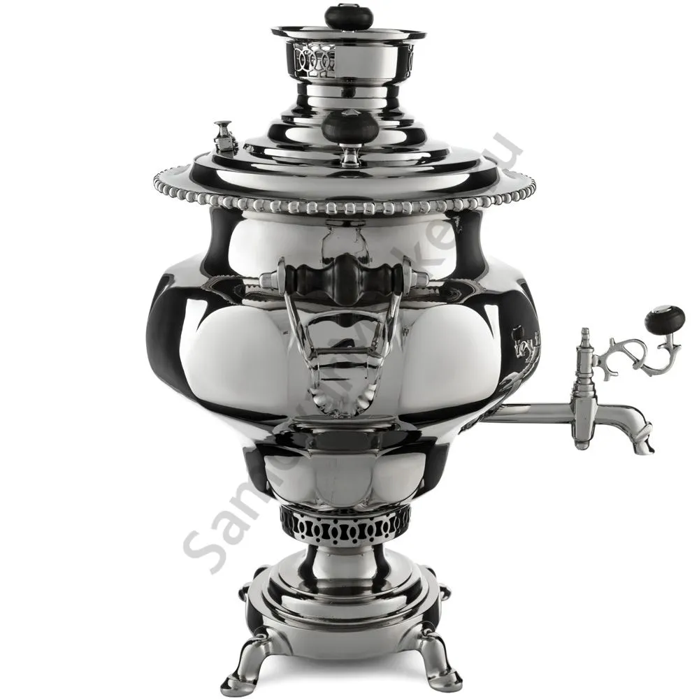Самовар антикварный на дровах 7,5 литров формы «Ваза гранная» Н.А. Воронцова, с трубой, серебристый Самовар антикварный на дровах 7,5 литров формы «Ваза гранная» Н.А. Воронцова, с трубой, серебристый