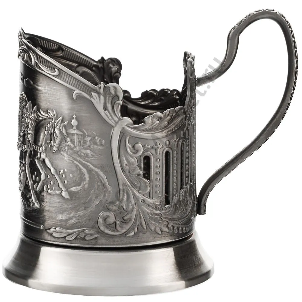 Подстаканник никелированный с чернью «Тройка» Подстаканник никелированный с чернью «Тройка»