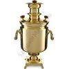 Самовар антикварный на дровах 7,5 литров формы «Банка» Гудков с медалями, золотистый