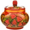 Сахарница с художественной росписью «Клубника в зелени №2 на красном 