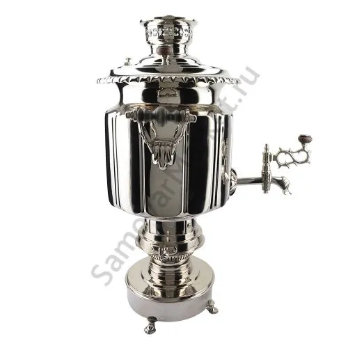 Самовар антикварный жаровой на спирте 9 литров формы «Фонарь» Б.Г. Тейле, серебристый