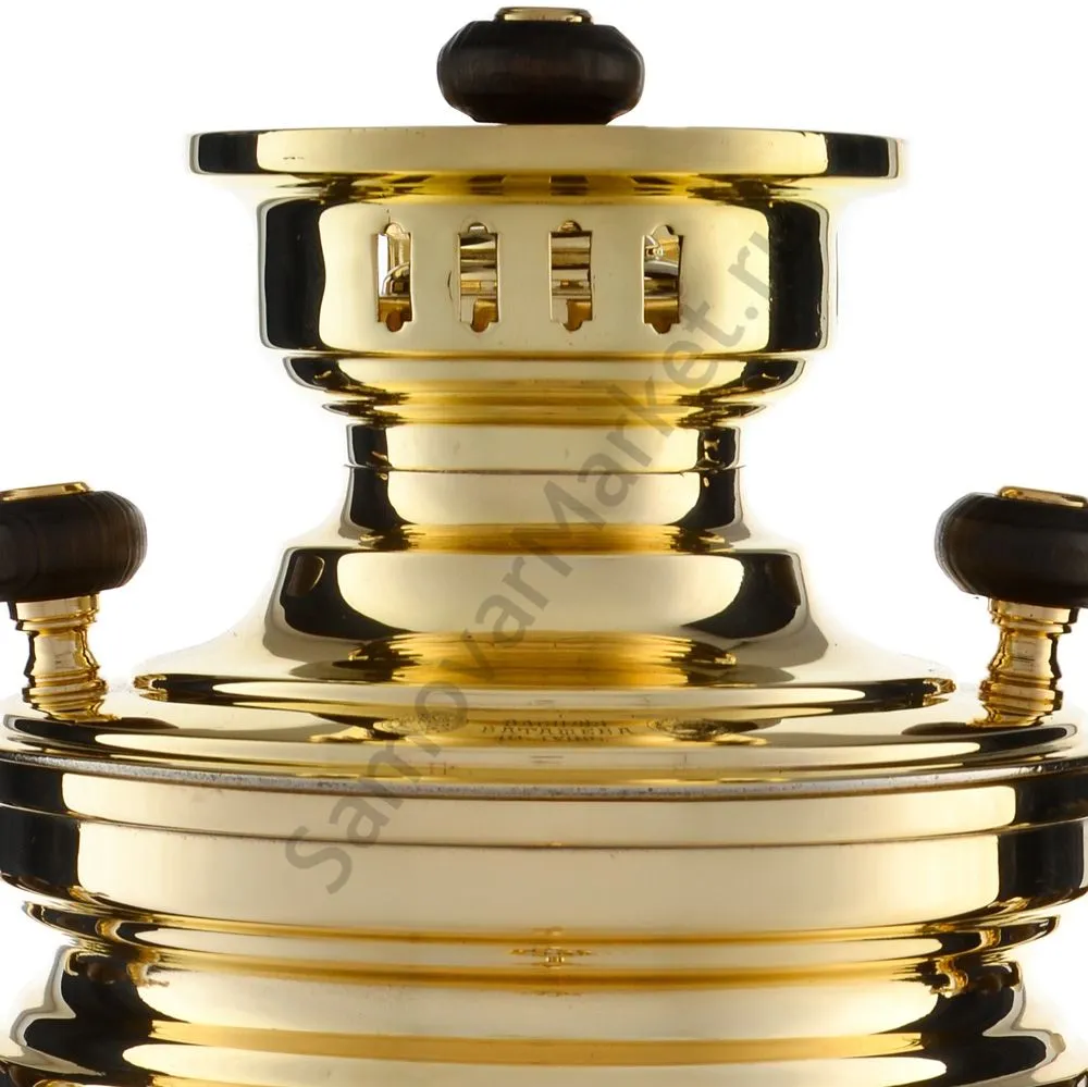 Самовар антикварный на дровах 3 литра формы «Банка» В.С. Баташева с медалями, золотой Самовар антикварный на дровах 3 литра формы «Банка» В.С. Баташева с медалями, золотой