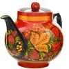 Чайник заварочный для самовара с художественной росписью «Клубника в зелени №2 на красном» Чайник заварочный для самовара с художественной росписью «Клубника в зелени №2 на красном»