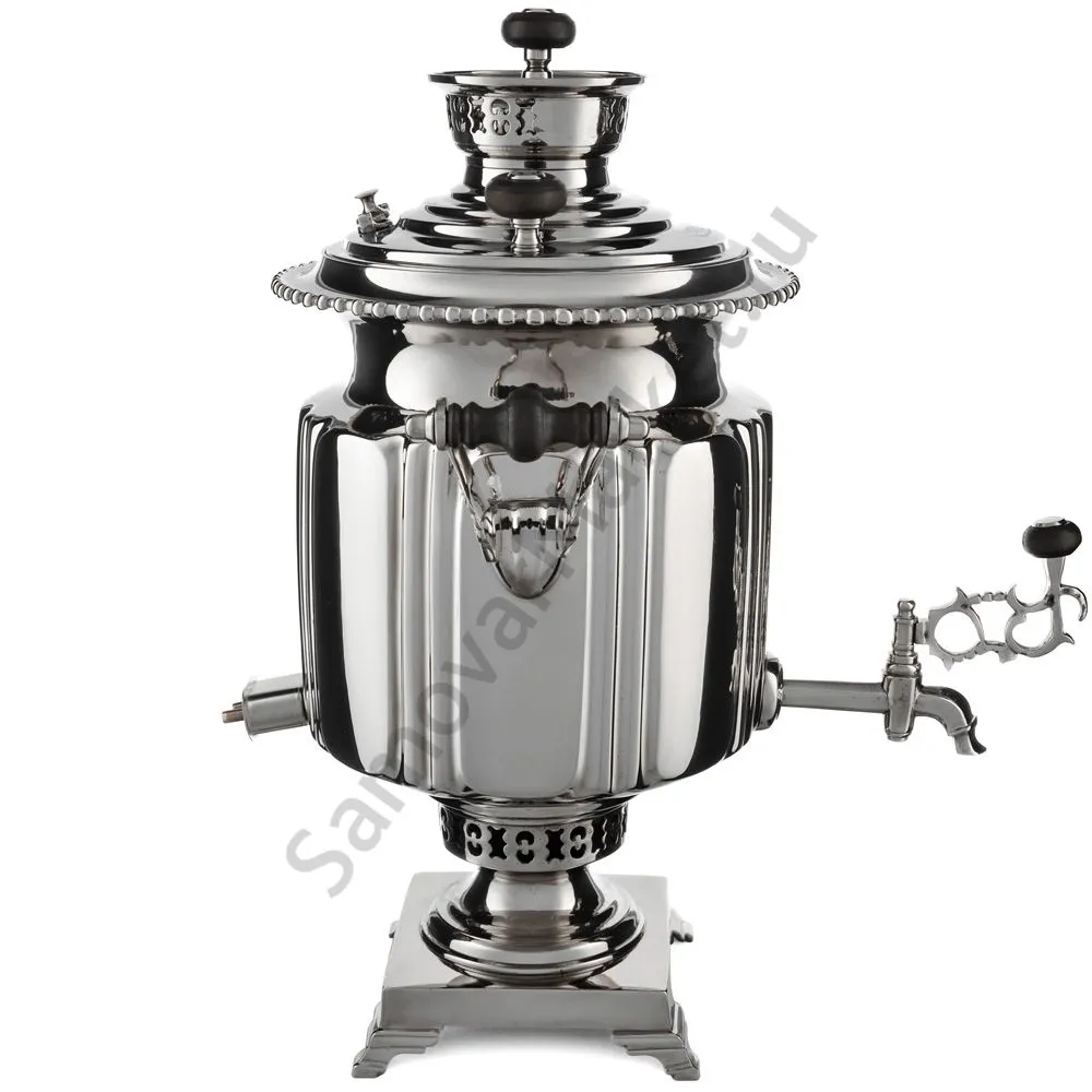 Самовар антикварный комбинированный 5,5 литров формы «Фонарь» Бр. Шемариных, с трубой, серебристый Самовар антикварный комбинированный 5,5 литров формы «Фонарь» Бр. Шемариных, с трубой, серебристый