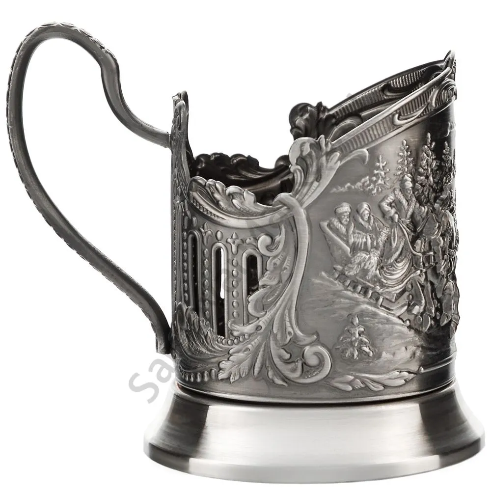 Подстаканник никелированный с чернью «Тройка» Подстаканник никелированный с чернью «Тройка»