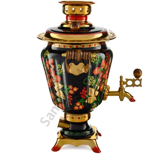 Самовар электрический 3 литра с худ. росписью «Хохлома с ягодами в зелени №2» формы «Рюмка»