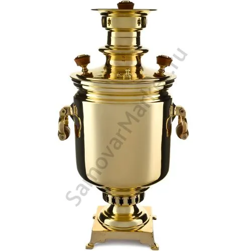 Самовар антикварный на дровах 6,5 литров формы «Банка» Н.И. Баташева с медалями, золотой
