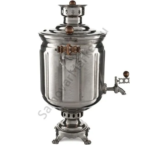 Самовар на дровах 8 литров формы «Банка гранная», серебристый, категория «Дачный»