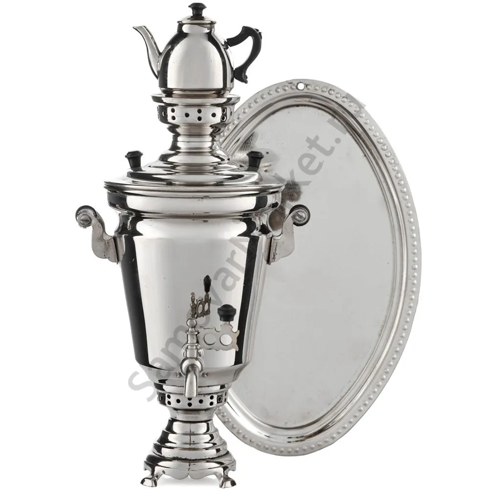 Самовар сувенирный «Рюмка гладкая» с тарелочкой и подносом, серебристый Самовар сувенирный «Рюмка гладкая» с тарелочкой и подносом, серебристый