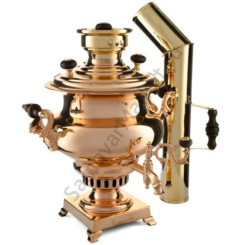 Самовар антикварный на дровах 4 литра формы «Репка», братьев Воронцовых, с трубой, томпаковый