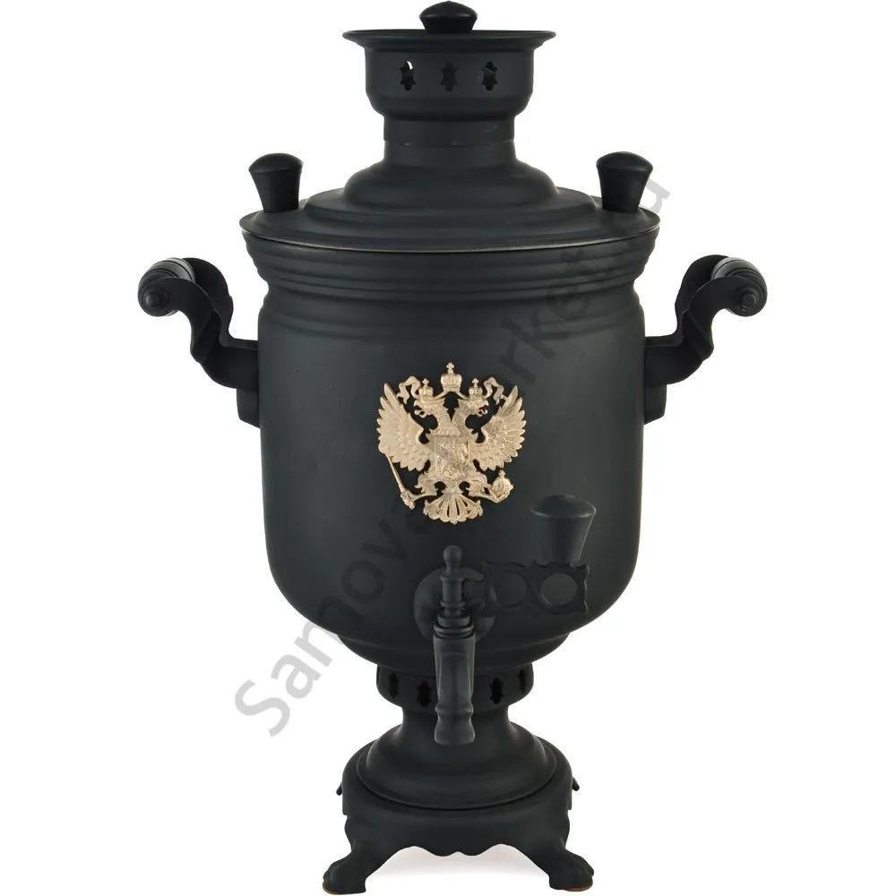 Самовар на дровах 5 литров формы «Банка с гербом РФ», категория «Эксклюзив», «Графит» Самовар на дровах 5 литров формы «Банка с гербом РФ», категория «Эксклюзив», «Графит»