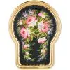 Поднос для самовара формы «Замочная скважина малая» с худ. росписью «Пионы на чёрном в золоте» 