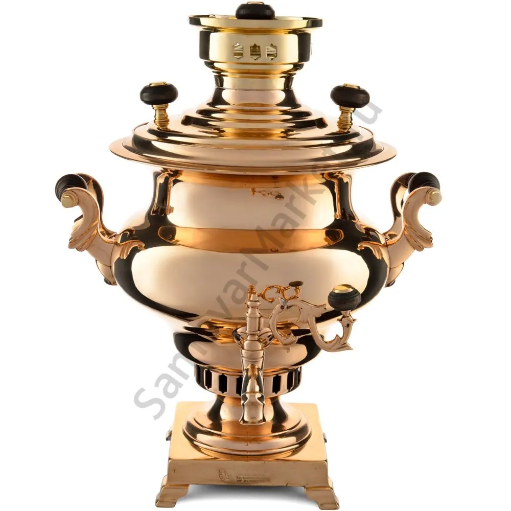 Самовар антикварный на дровах 4 литра формы «Репка», братьев Воронцовых, с трубой, томпаковый Самовар антикварный на дровах 4 литра формы «Репка», братьев Воронцовых, с трубой, томпаковый