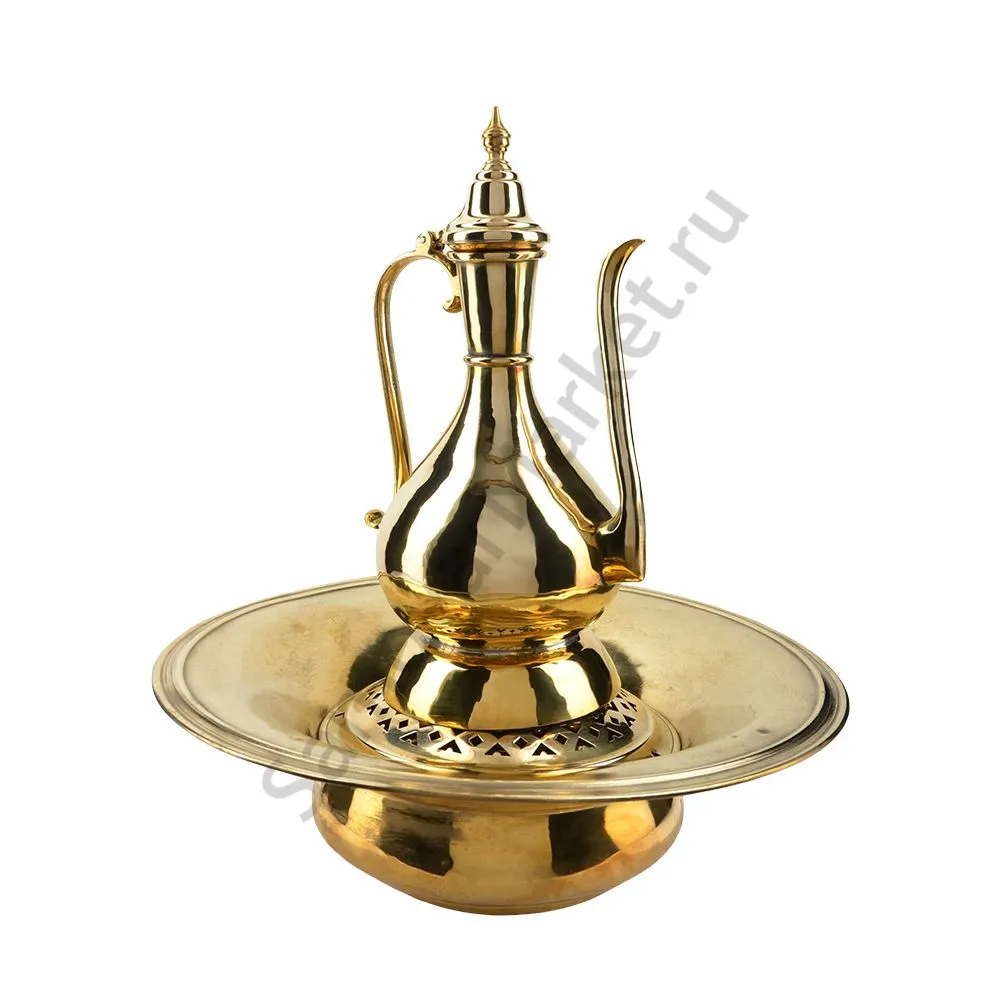 Умывальник с чашей, антикварный для умывания и мытья рук, латунный Умывальник с чашей, антикварный для умывания и мытья рук, латунный