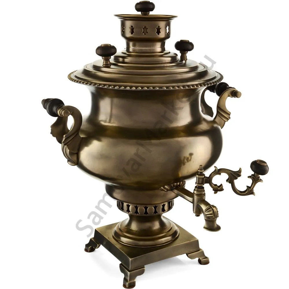 Самовар антикварный на дровах 7,5 литра формы «Репка» Капырзина с трубой,травление по латуни, уценка Самовар антикварный на дровах 7,5 литра формы «Репка» Капырзина с трубой,травление по латуни, уценка