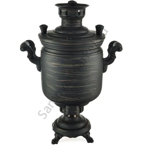 Самовар комбинированный 5 литров формы «Банка» золотые нити в патине, литьё, категория «Эксклюзив» 