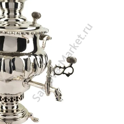 Самовар антикварный на дровах 3,5 литра формы «Репка гранная», серебристый