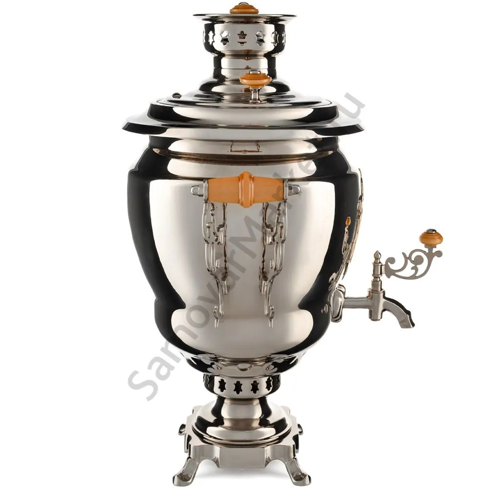 Самовар на дровах 7 литров формы «Высокая ваза» Штамп, серебристый, эксклюзив Самовар на дровах 7 литров формы «Высокая ваза» Штамп, серебристый, эксклюзив