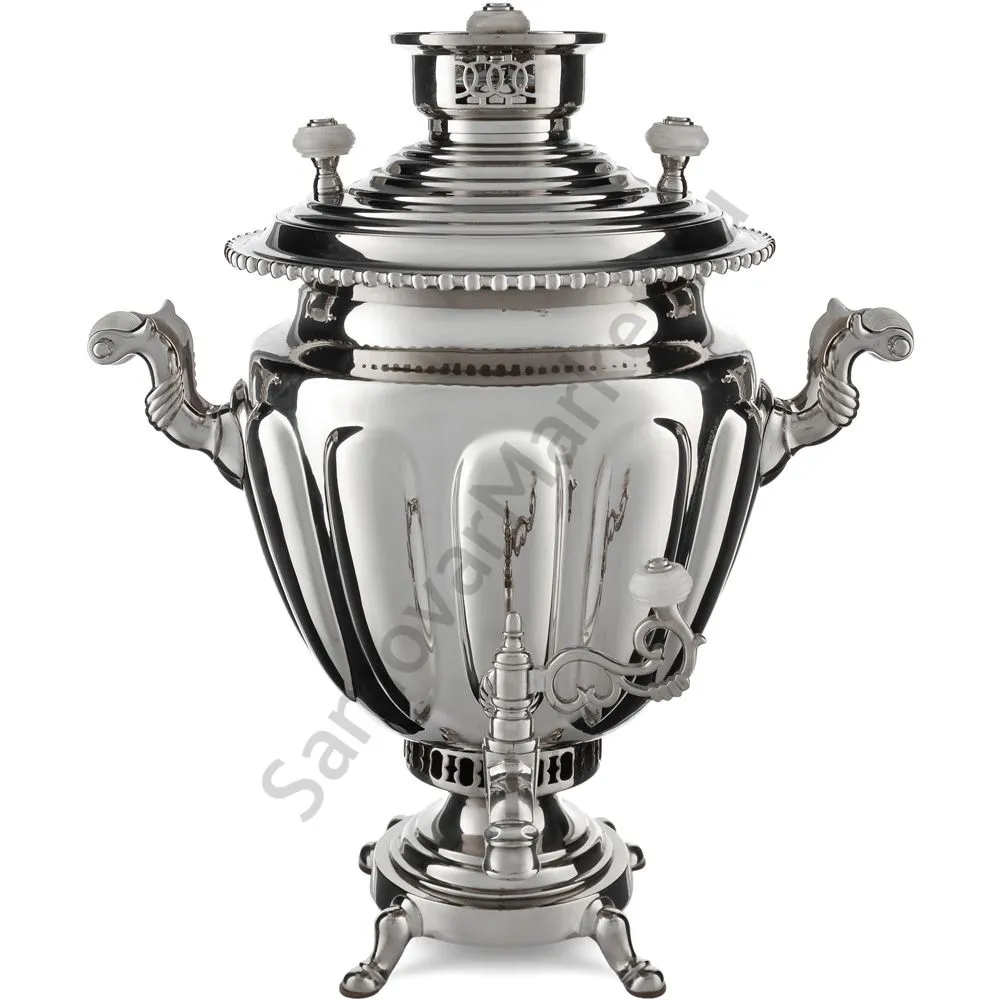 Самовар антикварный на дровах 6,5 л. формы «Ваза дольная», фурнитура кость, в наборе из 17 предметов Самовар антикварный на дровах 6,5 л. формы «Ваза дольная», фурнитура кость, в наборе из 17 предметов