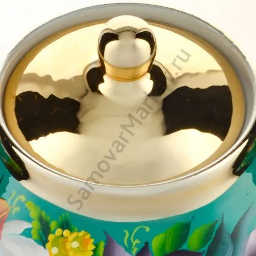 Сахарница с художественной росписью «Нарциссы на зелёном в золоте» 