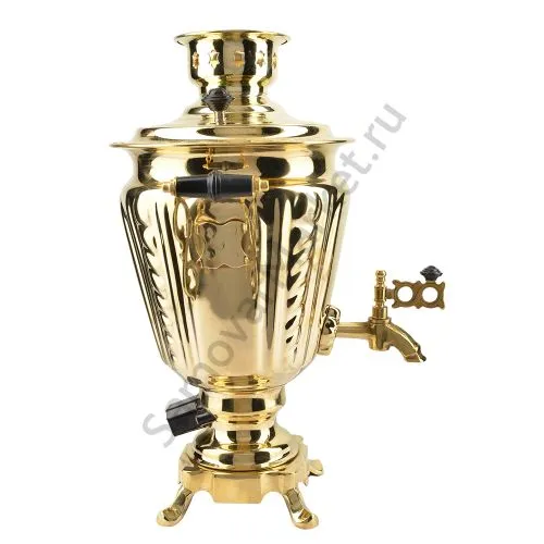 Самовар электрический 3 литра формы «Рюмка» с защитой ТЭН, литьё, золотой