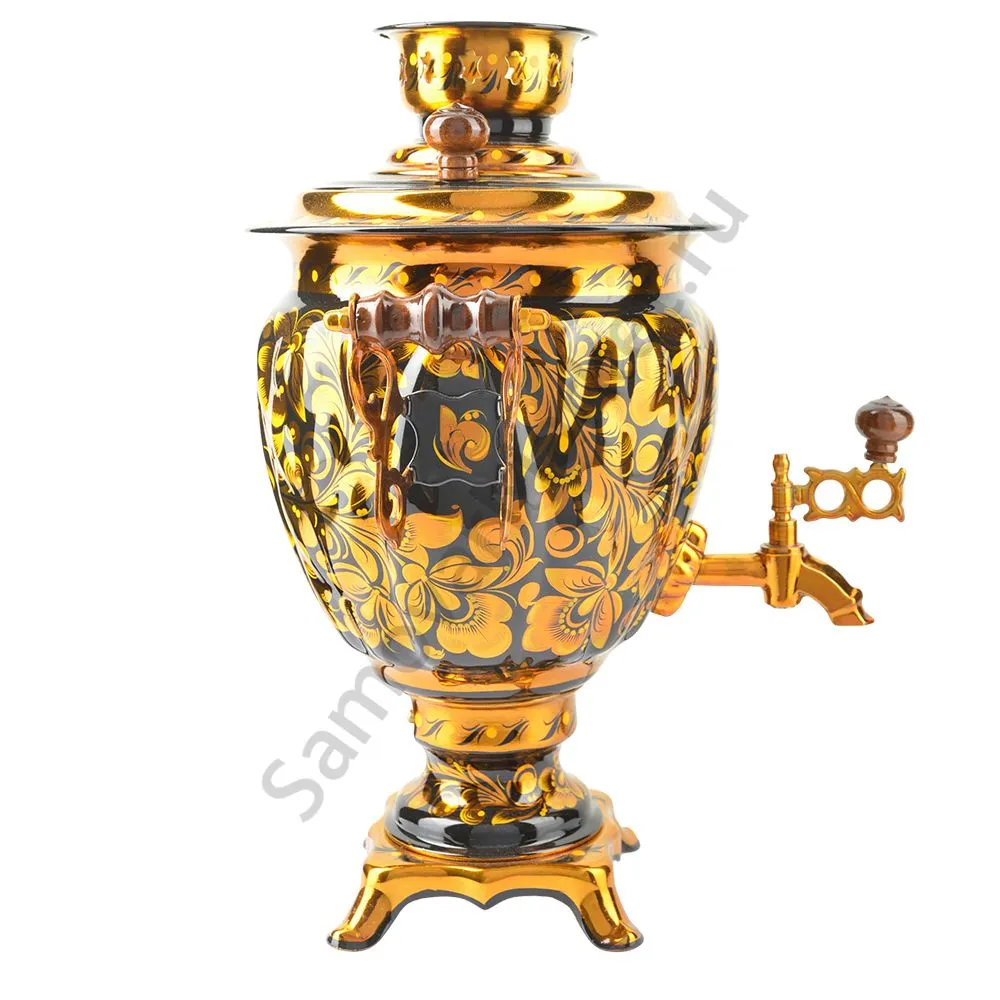 Самовар электрический 3 литра с художественной росписью «Кудрина золото на чёрном» формы «Жёлудь» Самовар электрический 3 литра с художественной росписью «Кудрина золото на чёрном» формы «Жёлудь»