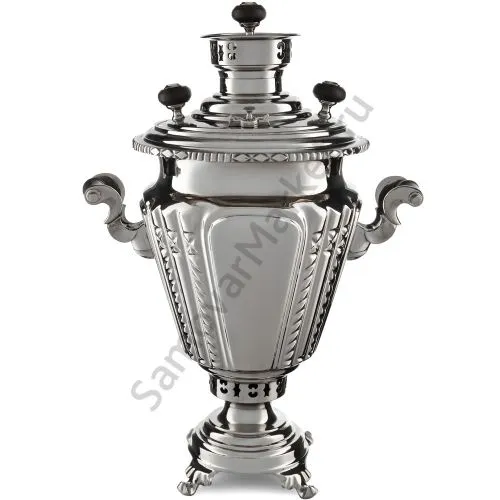 Самовар антикварный на дровах 5 литров формы «Рюмка гранная» Баташева, серебристый