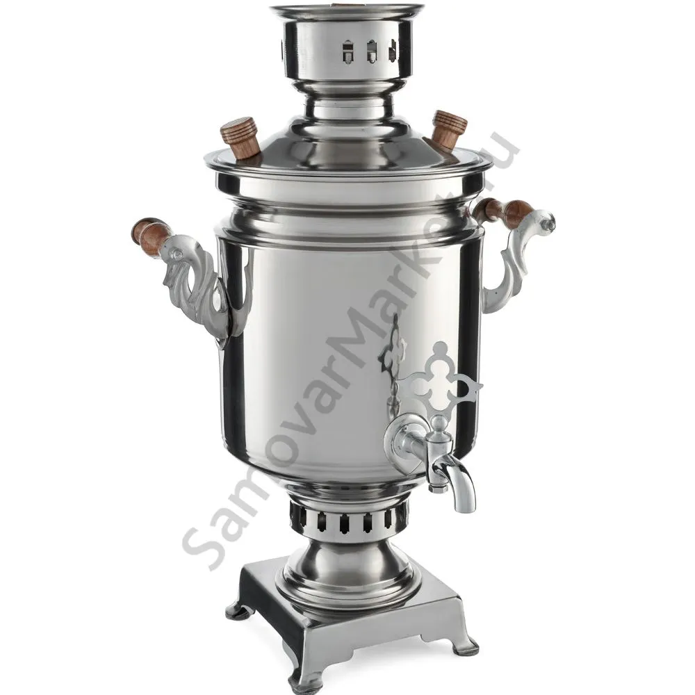 Самовар на дровах 5 литров формы «Банка» нержавеющая сталь, серебристый Самовар на дровах 5 литров формы «Банка» нержавеющая сталь, серебристый