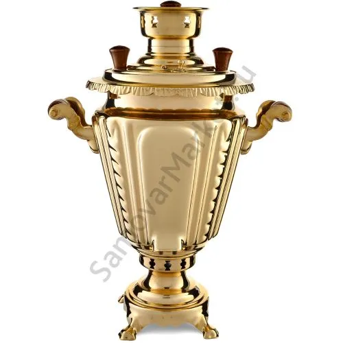 Самовар комбинированный 5 литров формы «Рюмка с косичкой», золотой, категория «Люкс»