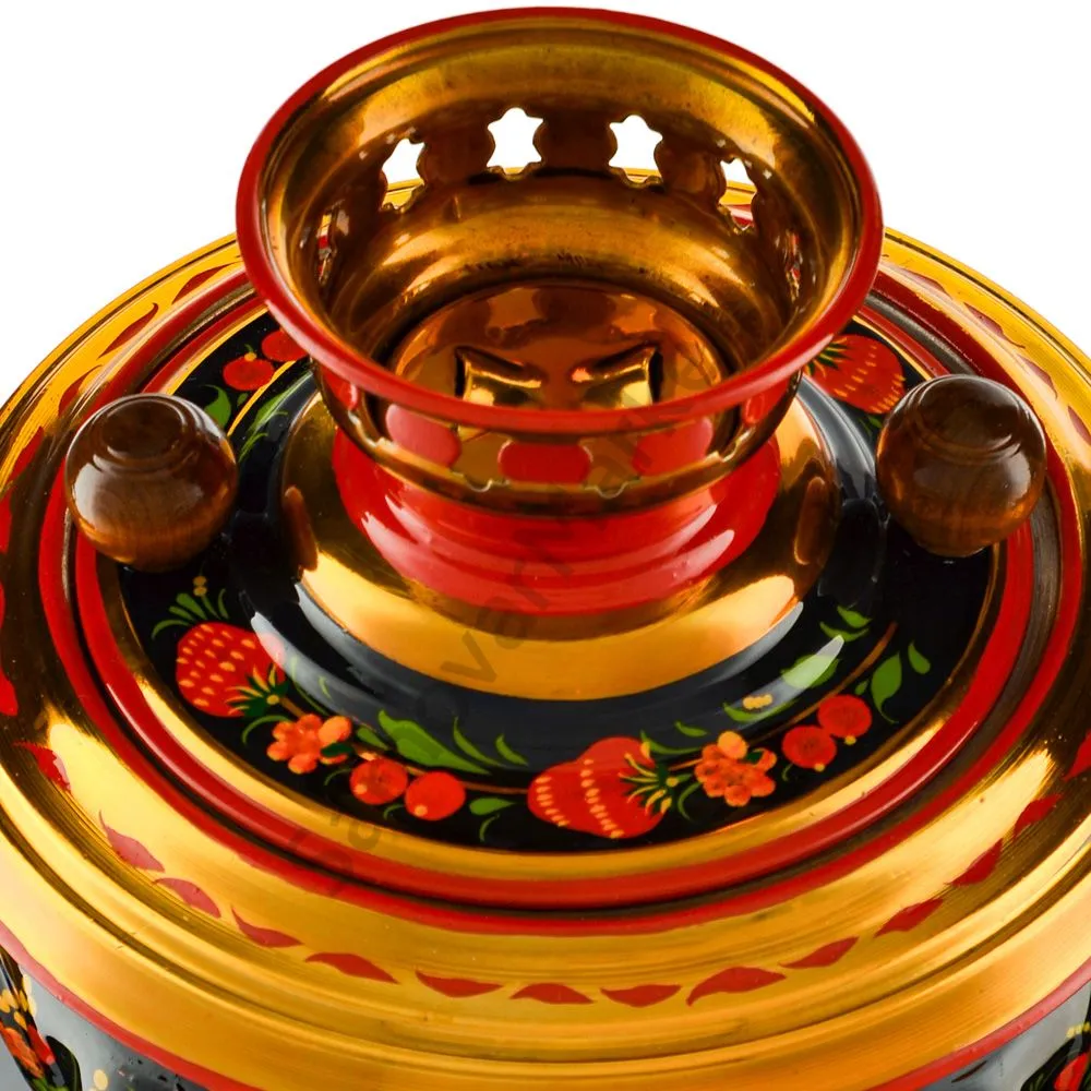 Самовар электрический 2 литра с художественной росписью «Хохлома с ягодами в зелени» формы «Чаша» Самовар электрический 2 литра с художественной росписью «Хохлома с ягодами в зелени» формы «Чаша»