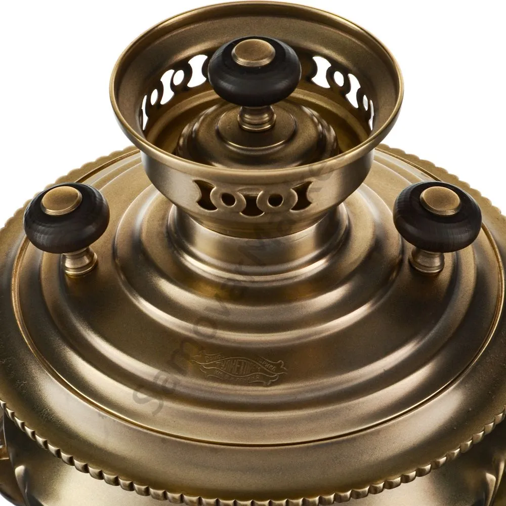 Самовар антикварный на дровах 3,5 литра формы «Рюмка» ТулМетПром, с трубой, травление по латуни Самовар антикварный на дровах 3,5 литра формы «Рюмка» ТулМетПром, с трубой, травление по латуни