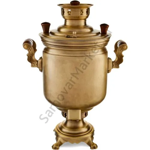 Самовар комбинированный на 5 литров формы «Банка», травление по латуни, категория «Эксклюзив» 