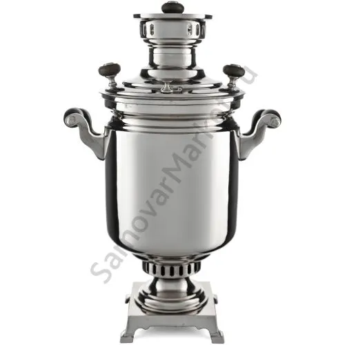 Самовар антикварный на дровах 5 литров формы «Банка» Баташева с медалями, серебристый