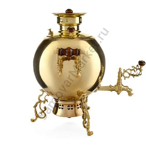 Самовар на дровах 8 литров формы «Шар Паук», золотой, категория «Эксклюзив»