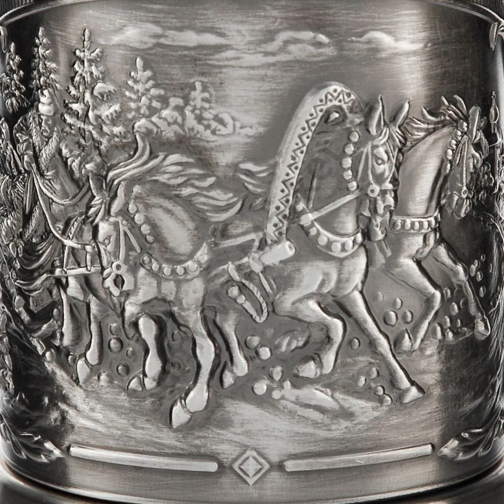 Подстаканник никелированный с чернью «Тройка» Подстаканник никелированный с чернью «Тройка»