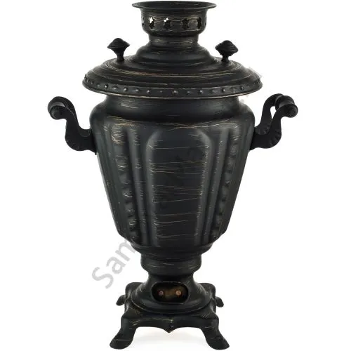 Самовар электрический 3 литра формы «Рюмка» золотые нити в патине, категория «Эксклюзив»