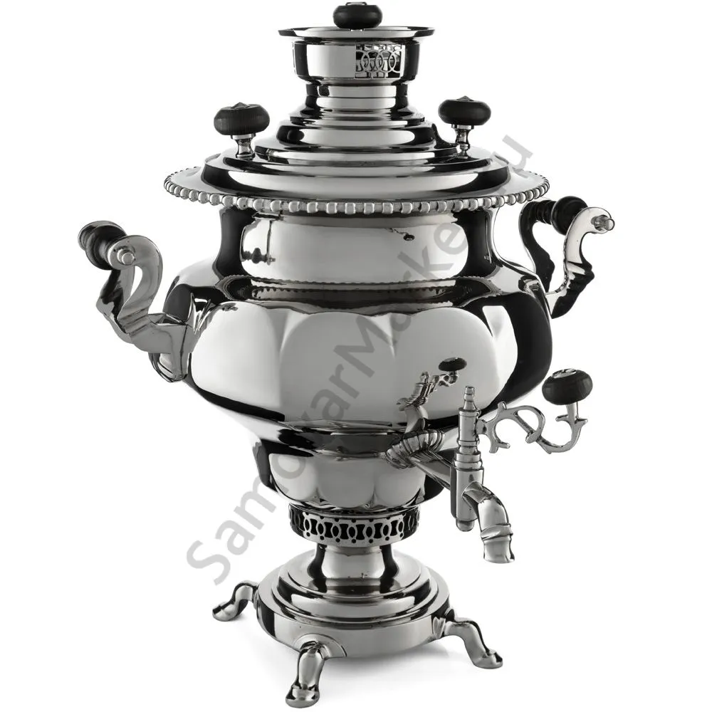 Самовар антикварный на дровах 7,5 литров формы «Ваза гранная» Н.А. Воронцова, с трубой, серебристый Самовар антикварный на дровах 7,5 литров формы «Ваза гранная» Н.А. Воронцова, с трубой, серебристый