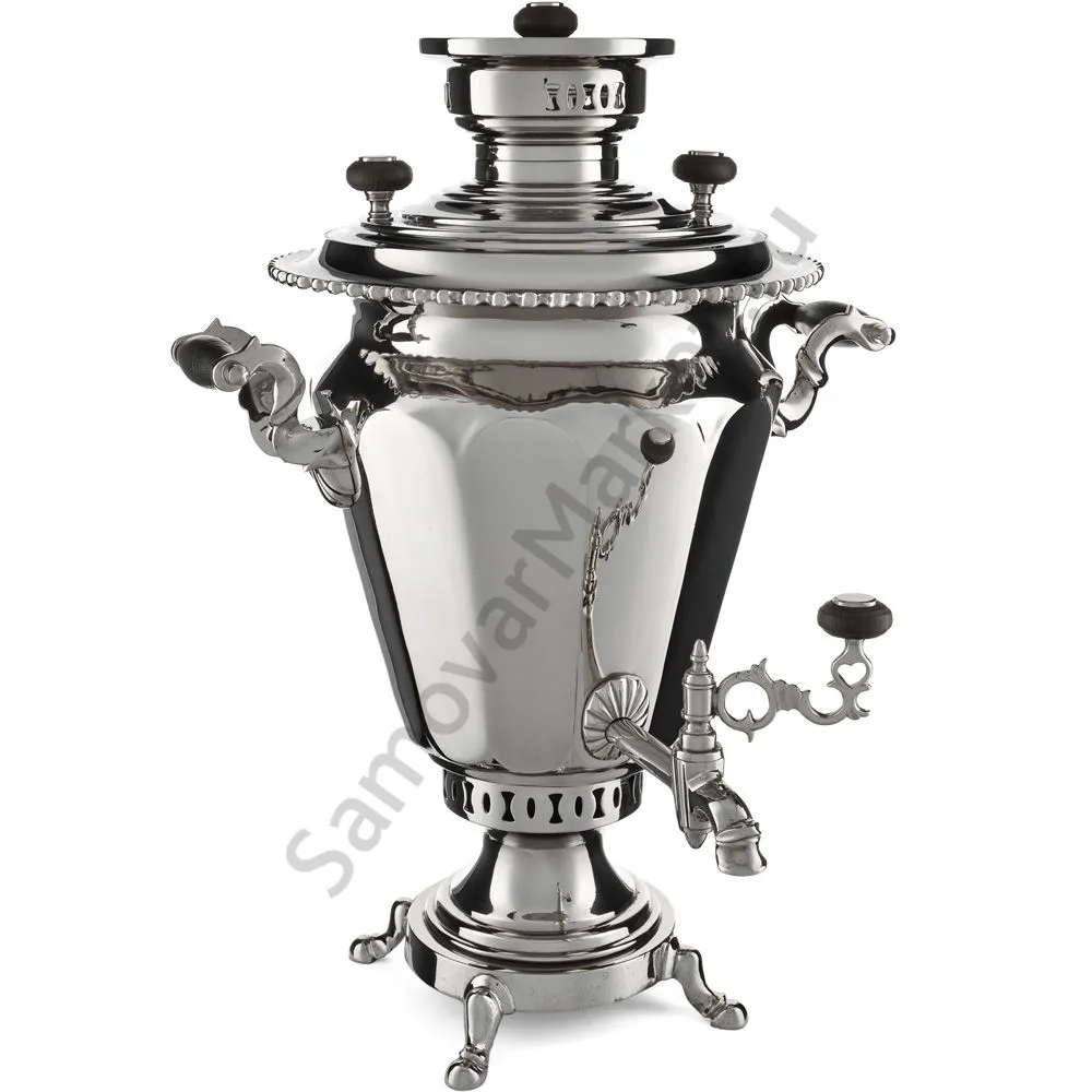 Самовар антикварный на дровах 6 литров формы «Рюмка гранная» Аленчикова и Зимина, серебристый Самовар антикварный на дровах 6 литров формы «Рюмка гранная» Аленчикова и Зимина, серебристый