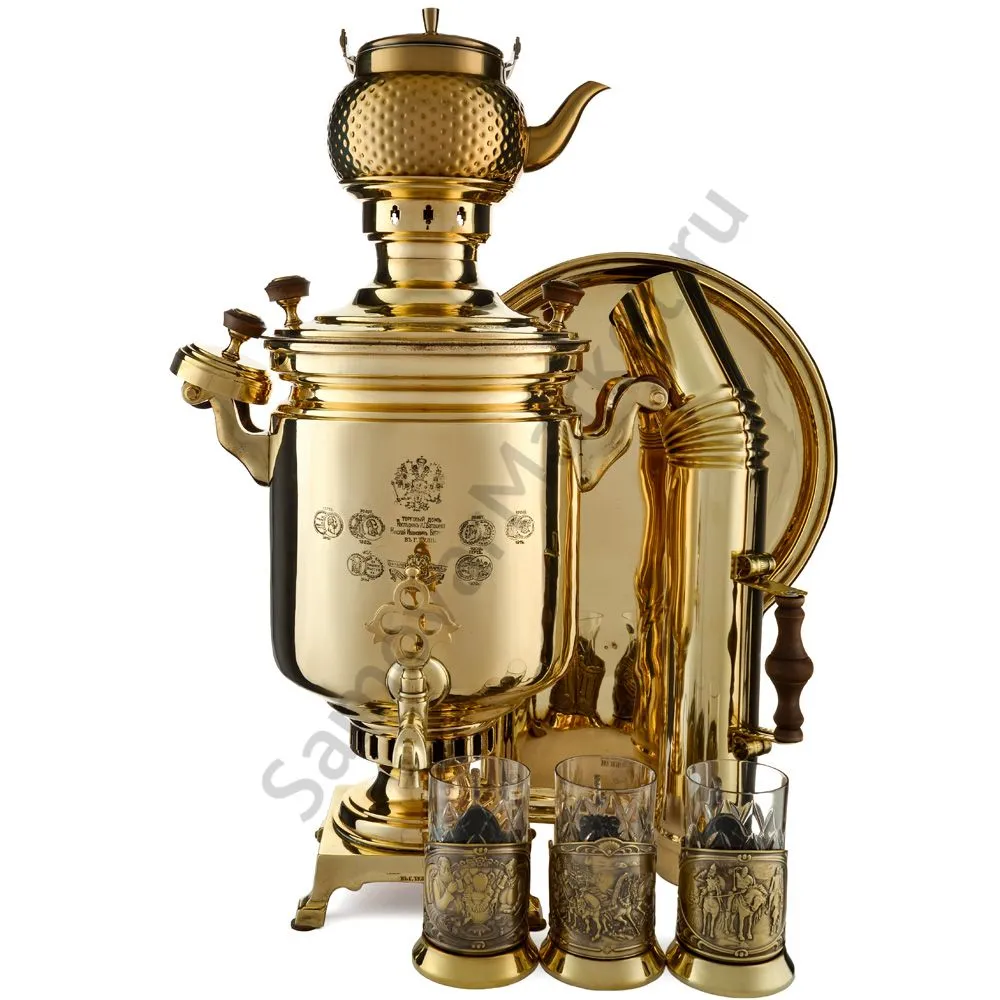 Самовар антикварный на дровах 7 литров формы «Банка» Н.И. Баташева с медалями из 10 предметов Самовар антикварный на дровах 7 литров формы «Банка» Н.И. Баташева с медалями из 10 предметов