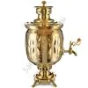 Самовар на дровах 5 литров формы «Банка с листьями с гербом РФ», золотой Самовар на дровах 5 литров формы «Банка с листьями с гербом РФ», золотой