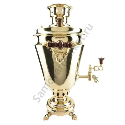 Самовар на дровах 5 литров формы «Рюмка», литьё, золотой, категория «Люкс»