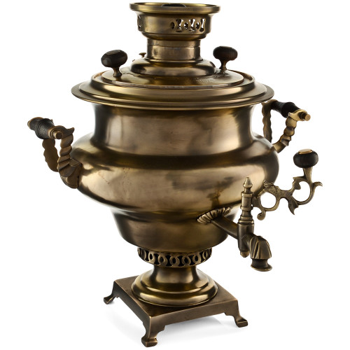 Самовар антикварный электрический 8 литров формы «Репка» Баташева, травление по латуни