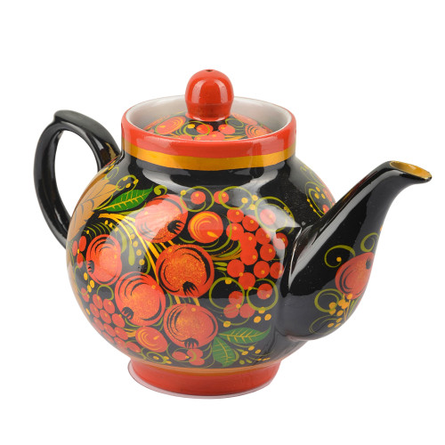Чайник заварочный для самовара с художественной росписью «Хохлома с яблочками»