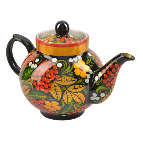 Чайник заварочный для самовара с художественной росписью «Рябина в зелени»
