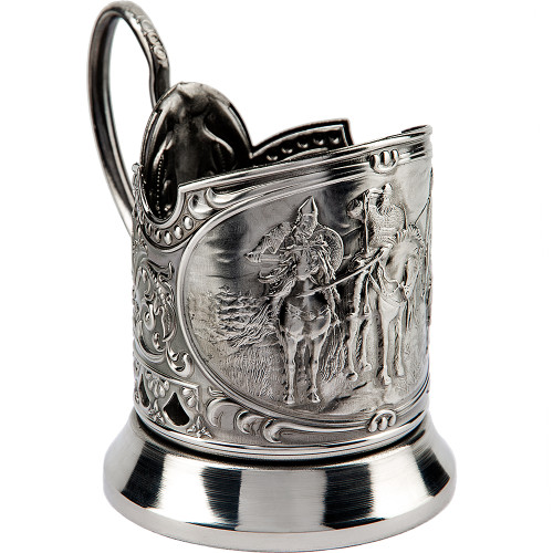 Подстаканник никелированный с чернью «Три богатыря»